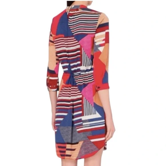 Diane Von Furstenberg Freya Silk Blend Colorful Abstract Shift Dress Women’s 8 - Picture 2 of 15